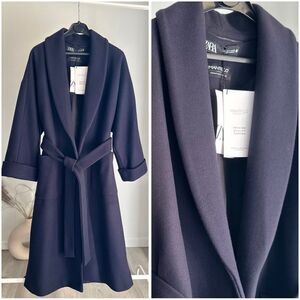 Zara Manteco Italian Fabric Wool Blend Coat New